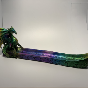 Ebros Gift Celtic Metallic Colored Green Dragon Looking Back Incense Burner Holder Decorative Figurine