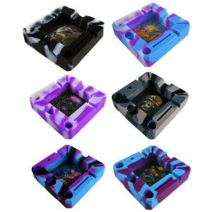 Smokezilla Silicone Ashtray (with Glass Base / Skull Print)