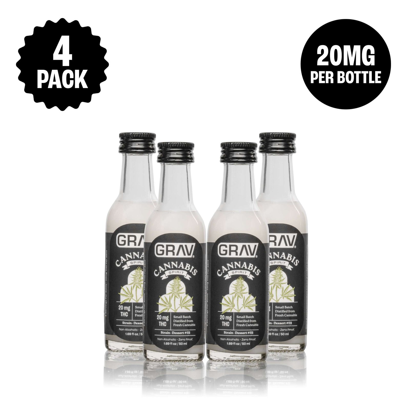 GRAV® Cannabis Spirit 20mg Natural, 50ml Bottle 4-Pack